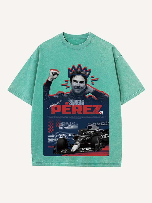 Sergio Perez Print Round Neck T-shirt