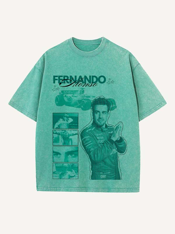 Fernando Alonso Print Round Neck T-shirt