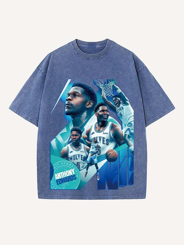 Anthony Edwards Print Round Neck T-shirt