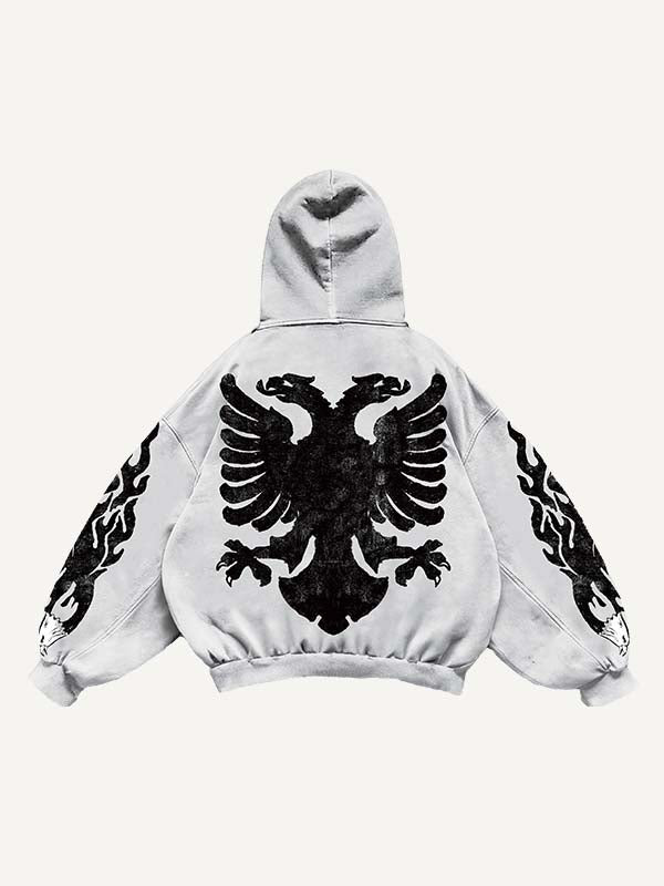 Eagle Graphic Print Slant Pockets Hoodie