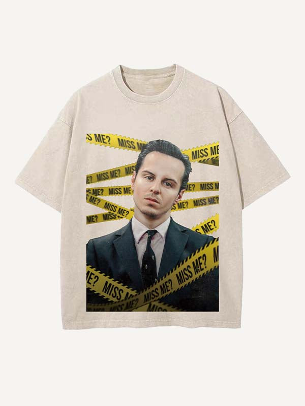 Sherlock Print Round Neck T-shirt