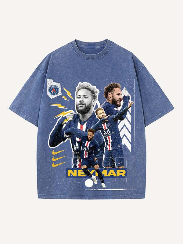 Neymar Print Round Neck T-shirt