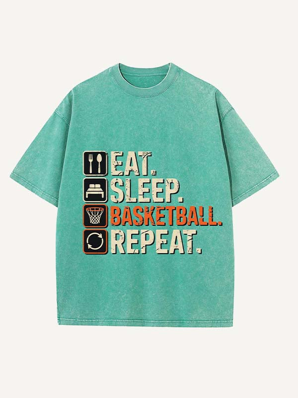 Basketball Aesthetic Print Round Neck T-shirt