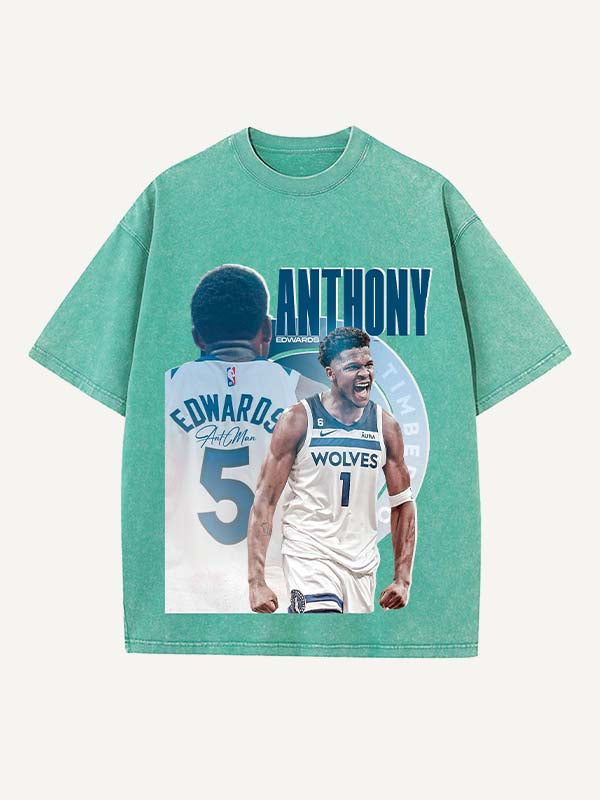 Anthony Edwards Print Round Neck T-shirt