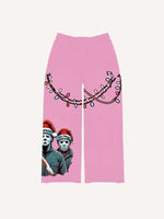 Christmas Horror Print Elastic Waist Pants