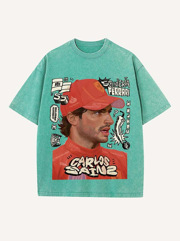 Carlos Sainz Print Round Neck T-shirt