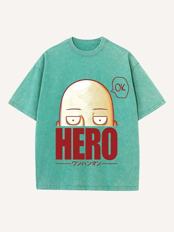 One-Punch Man Print Round Neck T-shirt