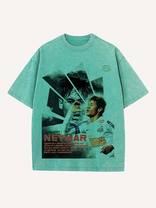 Neymar Print Round Neck T-shirt