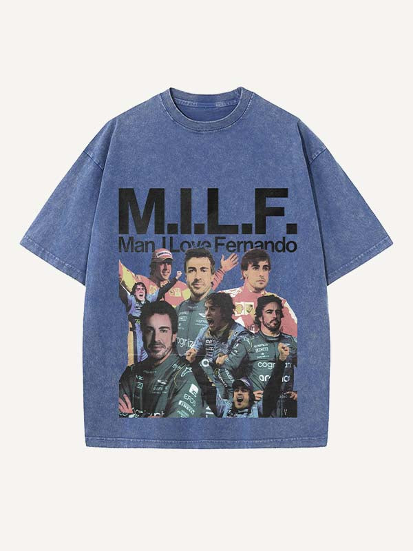 Fernando Alonso Print Round Neck T-shirt