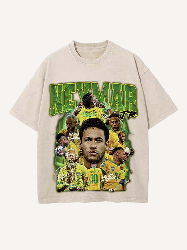 Neymar Print Round Neck T-shirt