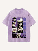 Distressed Washed Figure&Graphic&Letter Print Round Neck T-shirt