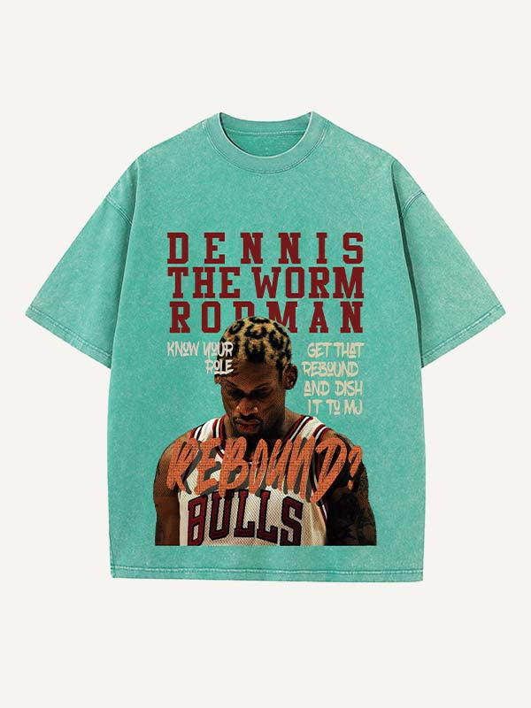 Dennis Rodman Print Round Neck T-shirt