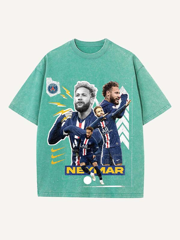 Neymar Print Round Neck T-shirt