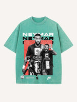 Neymar Print Round Neck T-shirt