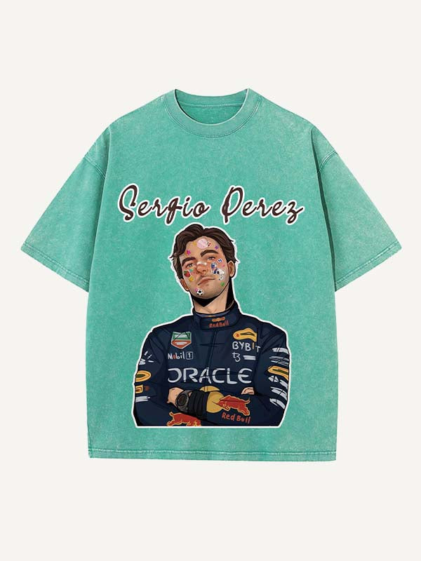Sergio Perez Print Round Neck T-shirt