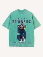 Anthony Edwards Print Round Neck T-shirt
