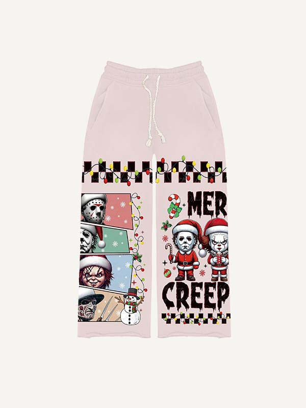 Christmas Horror Print Elastic Waist Pants