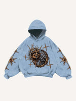 Evil Sun&Moon&Graphic Print Slant Pockets Hoodie