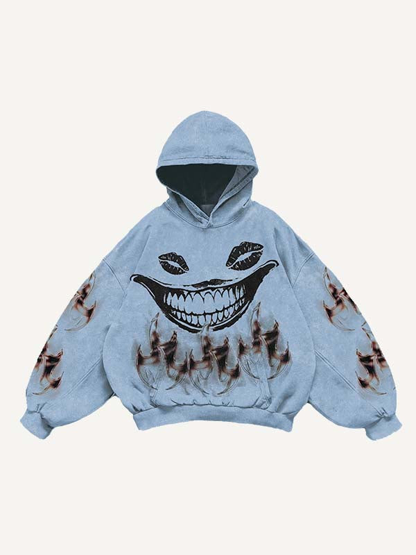 Teeth&Lips&Graphic Print Slant Pockets Hoodie