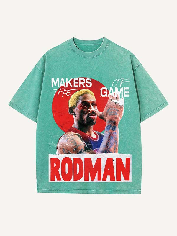 Dennis Rodman Print Round Neck T-shirt