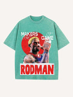 Dennis Rodman Print Round Neck T-shirt
