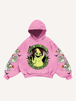 Halloween Ghost&Graphic&Letter Print Slant Pockets Hoodie