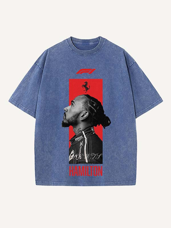 Lewis Hamilton Print Round Neck T-shirt