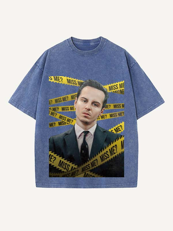 Sherlock Print Round Neck T-shirt