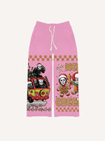 Christmas Horror Print Elastic Waist Pants