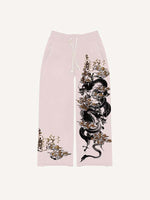 Dragon Print Elastic Waist Pants