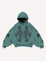 Wing&Eye&Graphic Print Slant Pockets Hoodie