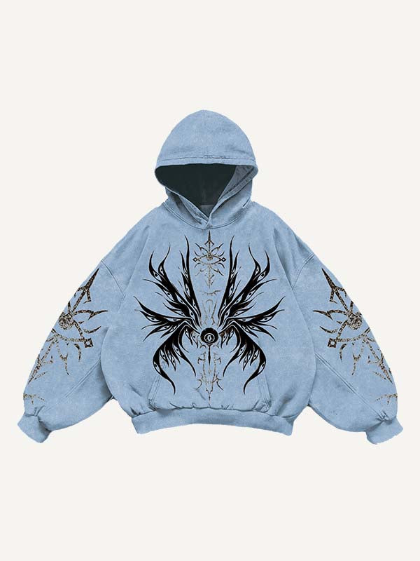 Eye&Wing&Graphic Print Slant Pockets Hoodie