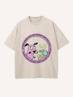 Distressed Washed Graphic&Animal&Letter Print Round Neck T-shirt