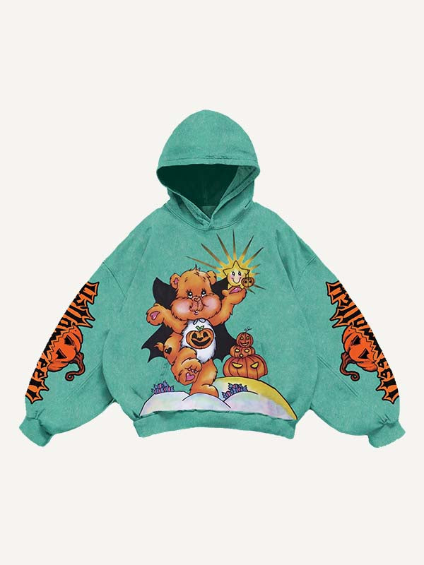 Halloween Care Bears&Strawberry Shortcake Print Slant Pockets Hoodie