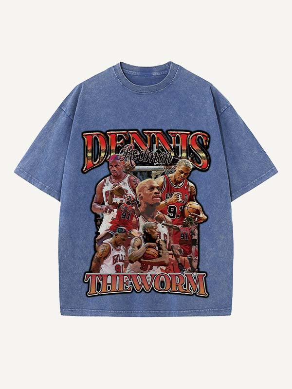 Dennis Rodman Print Round Neck T-shirt
