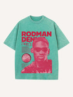 Dennis Rodman Print Round Neck T-shirt