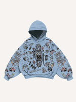 Figure&Graphic Print Slant Pockets Hoodie