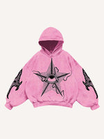 Evil Star&Eye&Graphic Print Slant Pockets Hoodie