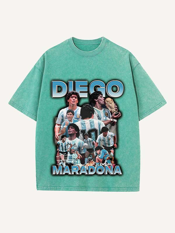 Diego Maradona Print Round Neck T-shirt