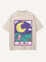 Distressed Washed Graphic&Animal&Letter Print Round Neck T-shirt