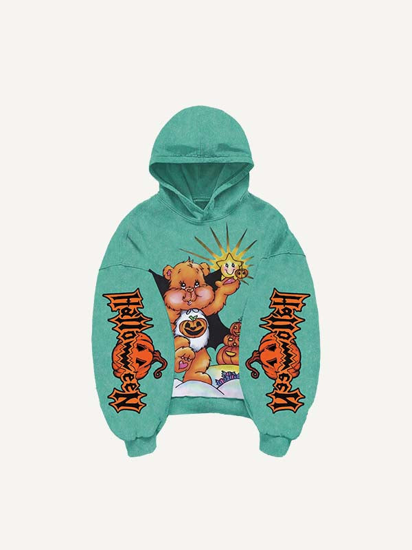 Halloween Care Bears&Strawberry Shortcake Print Slant Pockets Hoodie