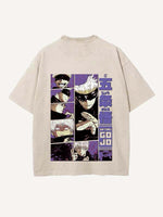 Distressed Washed Figure&Graphic&Letter Print Round Neck T-shirt