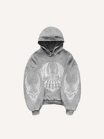 Demon&Wing&Letter Faux Decal Print Slant Pockets Hoodie