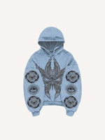 Eye&Wing&Sun Print Slant Pockets Hoodie