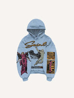 Figure&Wing&Eye&Palm&Graphic&Letter Print Slant Pockets Hoodie