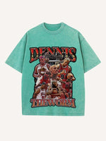 Dennis Rodman Print Round Neck T-shirt