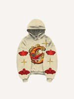 Evil Sun&Moon&Star&Cloud Faux Decal Print Slant Pockets Hoodie