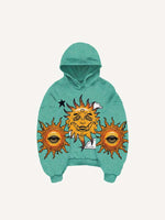 Evil Sun&Moon&Eye&Graphic Print Slant Pockets Hoodie