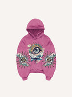 Eye&Cloud&Moon&Graphic Print Slant Pockets Hoodie