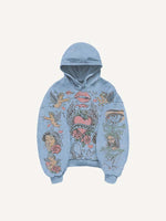 Jesus&Mary&Angel&Pigeon&Eye&Cross&Heart&Wing&Floral&Letter Print Slant Pockets Hoodie